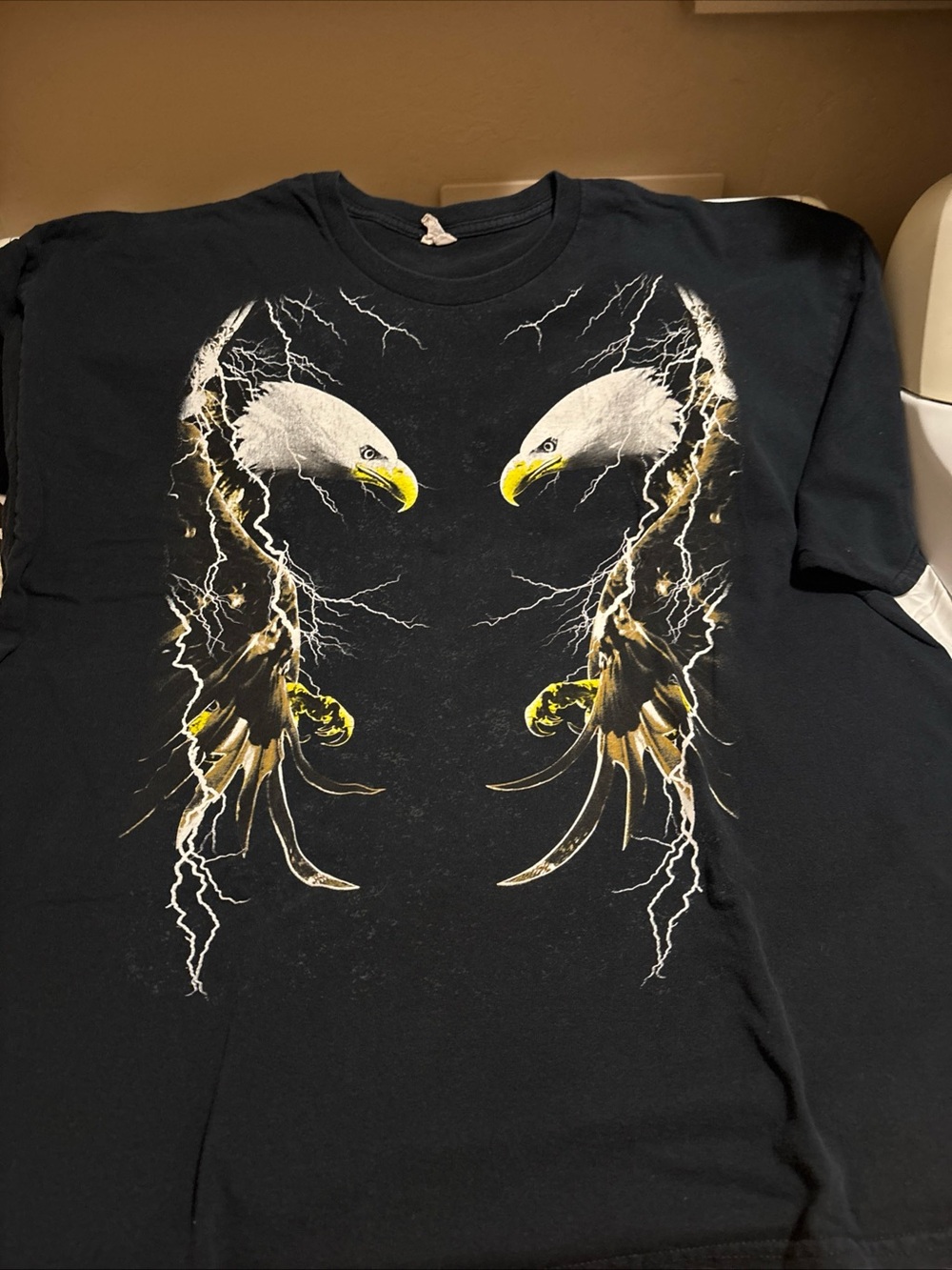 Gildan Black Short-Sleeve Tee with White & Yellow Eagle Graphic